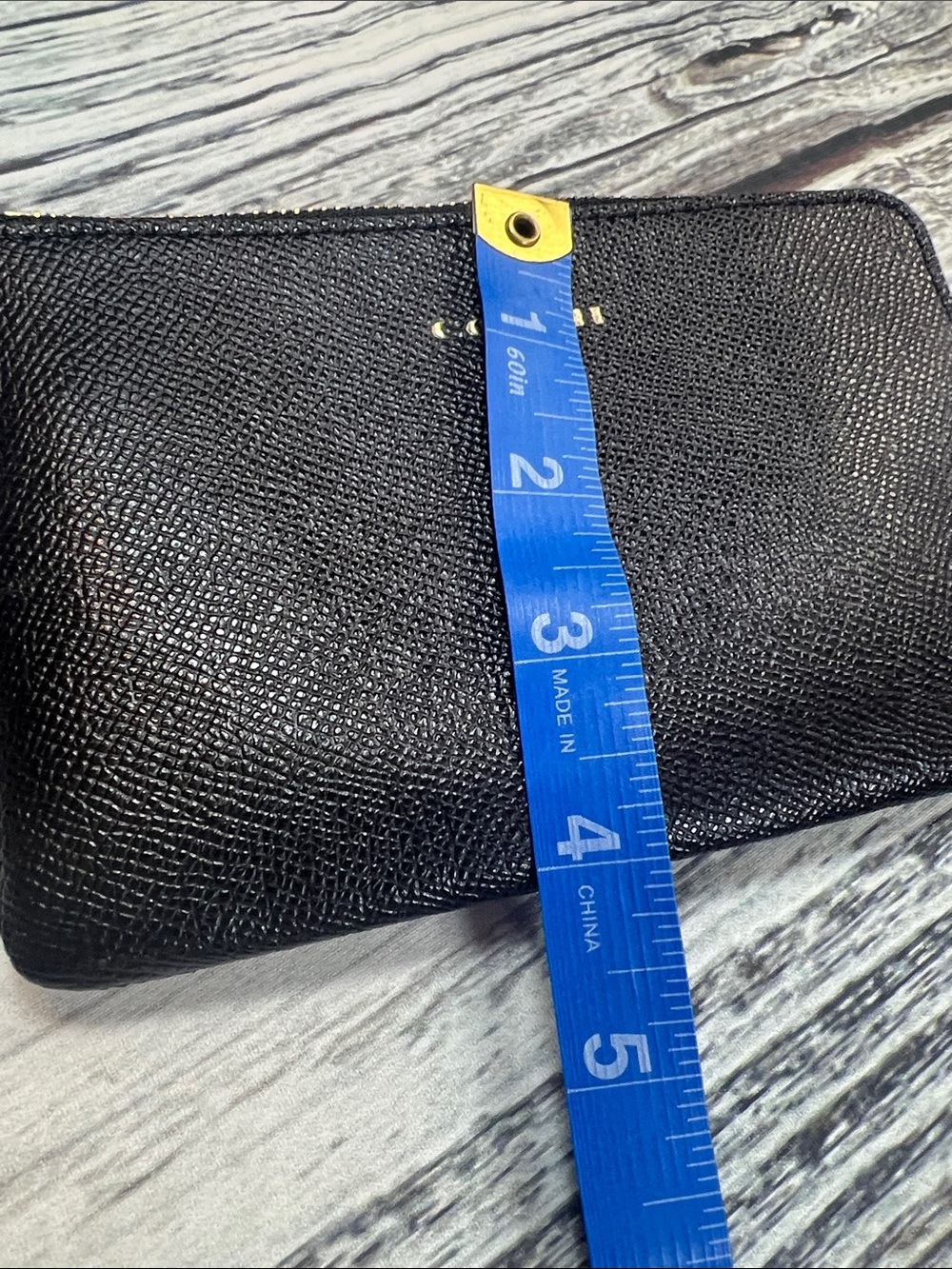 Coach Black Pebbled Leather Zip Pouch with Gold Logo - Picture 9 of 11